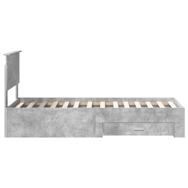 vidaXL Bed Frame Concrete Grey and Silver 70 x 190 cm Engineered Wood