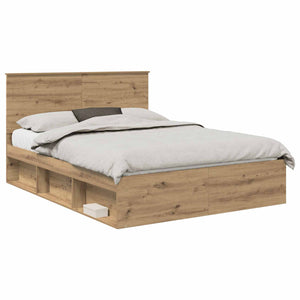 vidaXL Bed Frame with Headboard Solid Oak 150 x 200 cm
