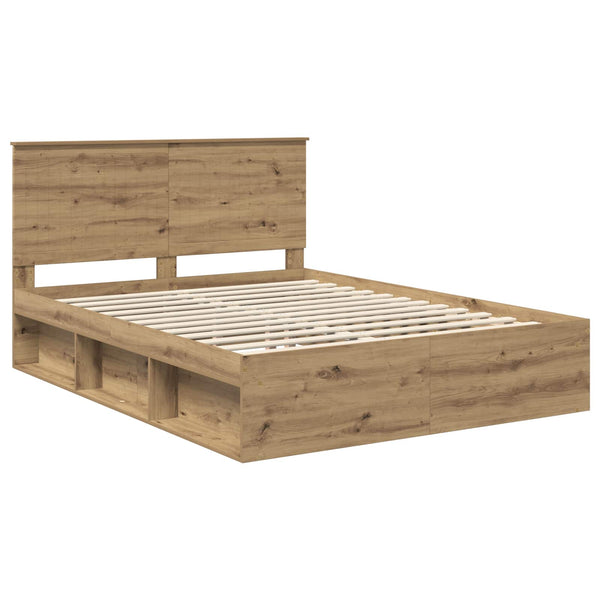 vidaXL Bed Frame with Headboard Solid Oak 150 x 200 cm
