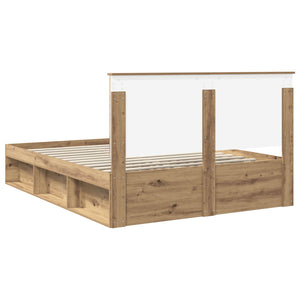 vidaXL Bed Frame with Headboard Solid Oak 150 x 200 cm