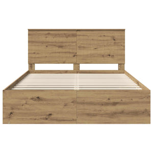vidaXL Bed Frame with Headboard Solid Oak 150 x 200 cm