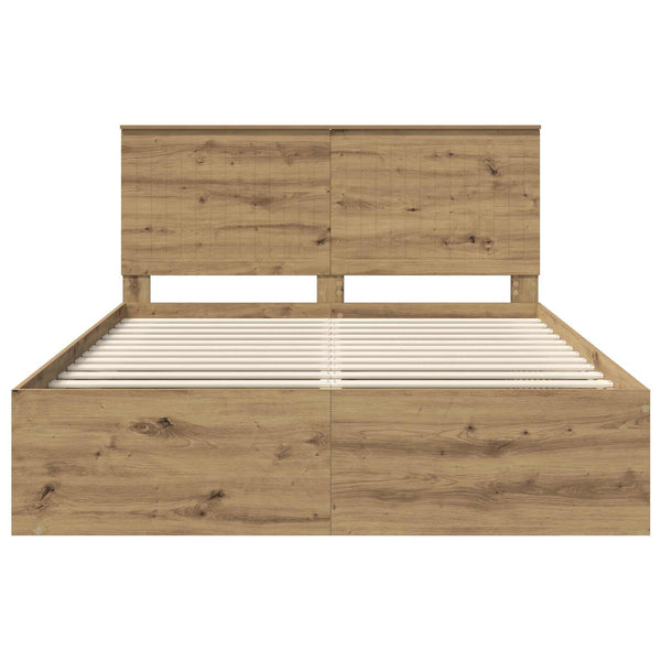 vidaXL Bed Frame with Headboard Solid Oak 150 x 200 cm