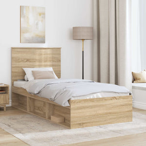 vidaXL Bed Frame Sonoma Oak 90 x 190 cm Solid Pine Wood