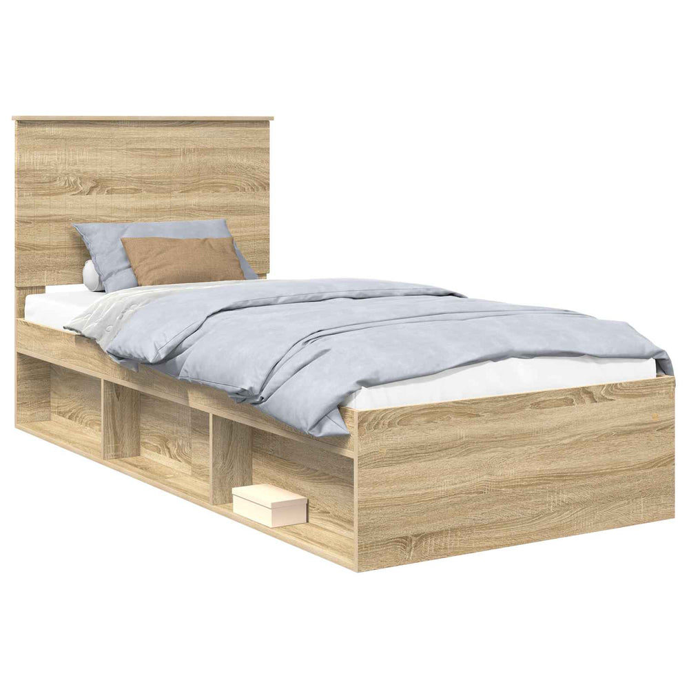 vidaXL Bed Frame Sonoma Oak 90 x 190 cm Solid Pine Wood