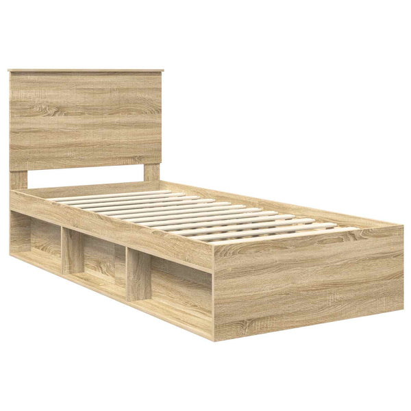 vidaXL Bed Frame Sonoma Oak 90 x 190 cm Solid Pine Wood