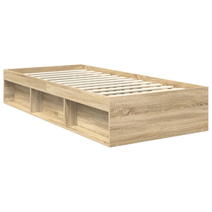 vidaXL Bed Frame Sonoma Oak 90 x 190 cm Solid Pine Wood