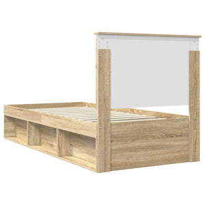 vidaXL Bed Frame Sonoma Oak 90 x 190 cm Solid Pine Wood