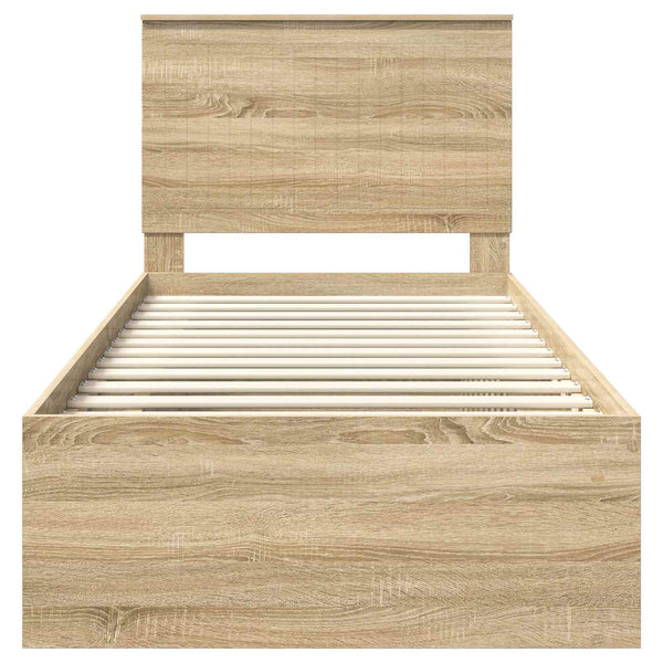 vidaXL Bed Frame Sonoma Oak 90 x 190 cm Solid Pine Wood