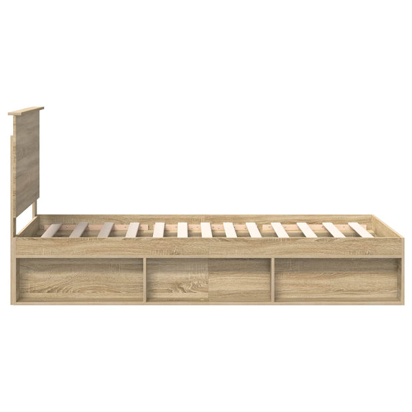vidaXL Bed Frame Sonoma Oak 90 x 190 cm Solid Pine Wood