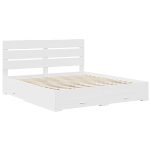 vidaXL Bed Frame with Drawers White 200 x 200 cm Engineered Wood