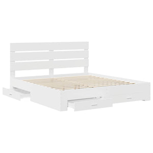 vidaXL Bed Frame with Drawers White 200 x 200 cm Engineered Wood