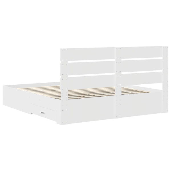 vidaXL Bed Frame with Drawers White 200 x 200 cm Engineered Wood