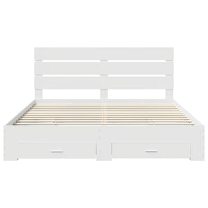 vidaXL Bed Frame with Drawers White 200 x 200 cm Engineered Wood