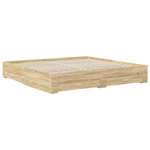 vidaXL Bed Frame with Drawers Concrete Grey 200 x 200 cm Engineered Wood