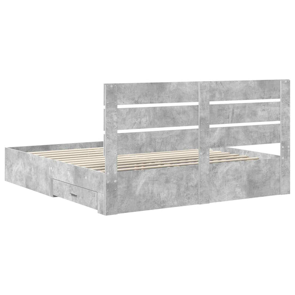 vidaXL Bed Frame with Drawers Concrete Grey 200 x 200 cm Engineered Wood