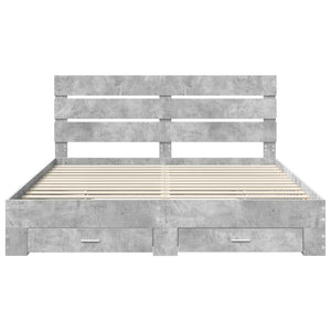 vidaXL Bed Frame with Drawers Concrete Grey 200 x 200 cm Engineered Wood