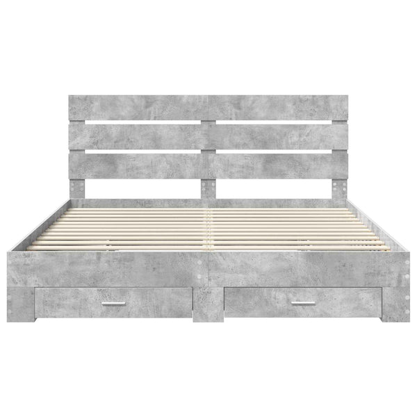 vidaXL Bed Frame with Drawers Concrete Grey 200 x 200 cm Engineered Wood