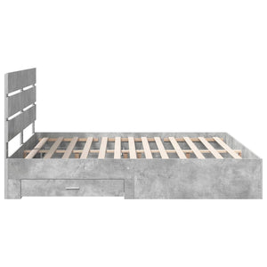 vidaXL Bed Frame with Drawers Concrete Grey 200 x 200 cm Engineered Wood