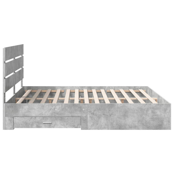 vidaXL Bed Frame with Drawers Concrete Grey 200 x 200 cm Engineered Wood