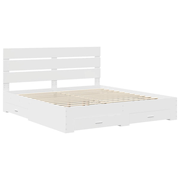 vidaXL Bed Frame with Drawers White 180 x 200 cm Engineered Wood