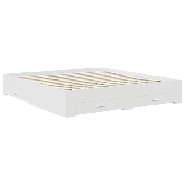 vidaXL Bed Frame with Drawers White 180 x 200 cm Engineered Wood