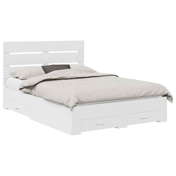 vidaXL Bed Frame with Drawers White 160 x 200 cm Engineered Wood