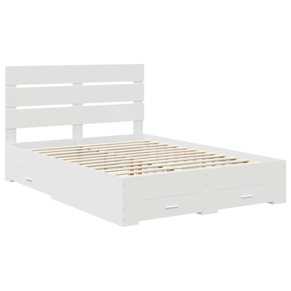vidaXL Bed Frame with Drawers White 160 x 200 cm Engineered Wood