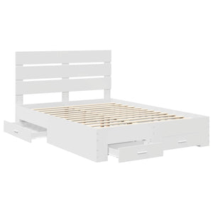 vidaXL Bed Frame with Drawers White 160 x 200 cm Engineered Wood