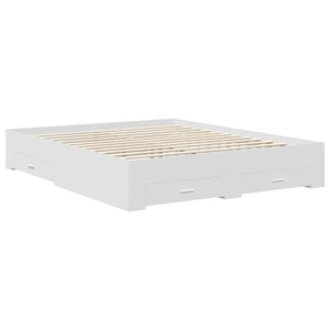 vidaXL Bed Frame with Drawers White 160 x 200 cm Engineered Wood