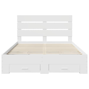 vidaXL Bed Frame with Drawers White 160 x 200 cm Engineered Wood