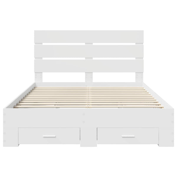 vidaXL Bed Frame with Drawers White 160 x 200 cm Engineered Wood