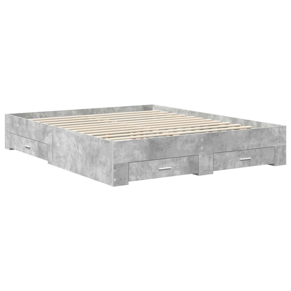 vidaXL Bed Frame with Drawers Concrete Grey 160 x 200 cm Engineered Wood