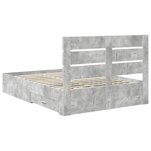 vidaXL Bed Frame with Drawers Concrete Grey 160 x 200 cm Engineered Wood