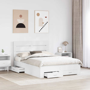 vidaXL Bed Frame with Drawers White 150 x 200 cm Engineered Wood