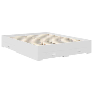 vidaXL Bed Frame with Drawers White 150 x 200 cm Engineered Wood