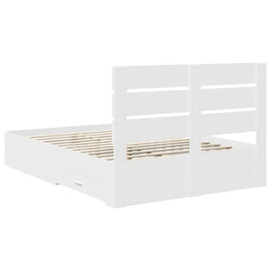 vidaXL Bed Frame with Drawers White 150 x 200 cm Engineered Wood