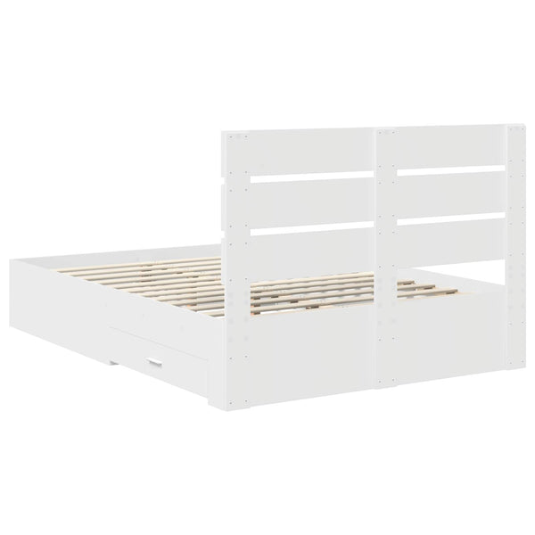 vidaXL Bed Frame with Drawers White 150 x 200 cm Engineered Wood