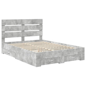 vidaXL Bed Frame with Drawers Concrete Grey 150 x 200 cm Engineered Wood