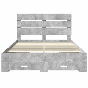 vidaXL Bed Frame with Drawers Concrete Grey 150 x 200 cm Engineered Wood