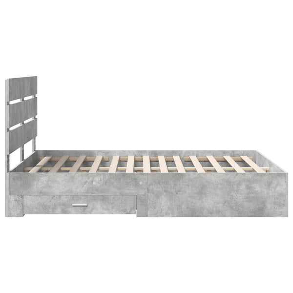 vidaXL Bed Frame with Drawers Concrete Grey 150 x 200 cm Engineered Wood