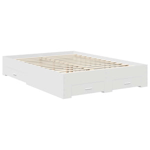 vidaXL Bed Frame with Drawers White 140 x 200 cm Engineered Wood