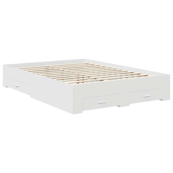 vidaXL Bed Frame with Drawers White 140 x 200 cm Engineered Wood