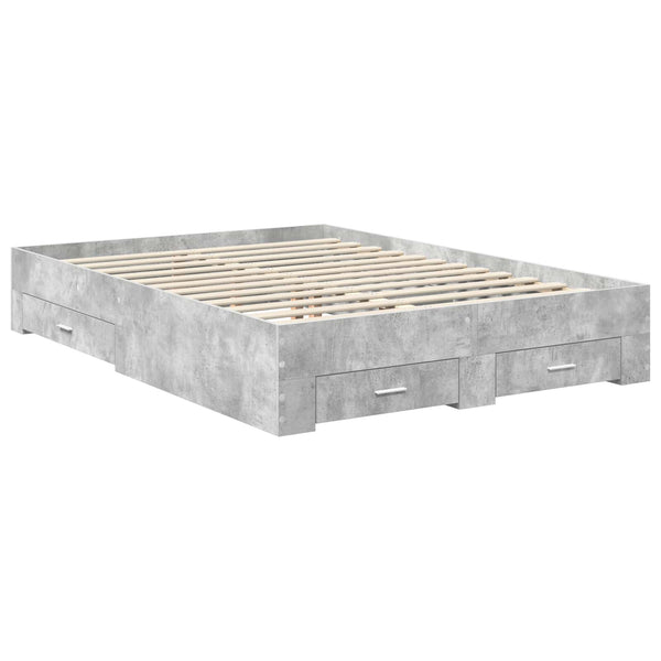 vidaXL Bed Frame with Drawers Concrete Grey 140 x 200 cm Engineered Wood