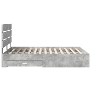 vidaXL Bed Frame with Drawers Concrete Grey 140 x 200 cm Engineered Wood
