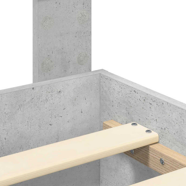 vidaXL Bed Frame with Drawers Concrete Grey 135 x 190 cm Engineered Wood