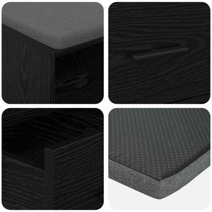vidaXL Hallway Bench with Cushion and Shelf Black Oak 60 x 38 x 46 cm