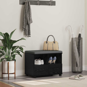 vidaXL Hallway Bench with Cushion and Shelf Black Oak 60 x 38 x 46 cm