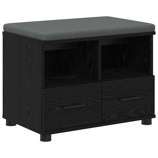 vidaXL Hallway Bench with Cushion and Shelf Black Oak 60 x 38 x 46 cm