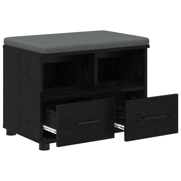 vidaXL Hallway Bench with Cushion and Shelf Black Oak 60 x 38 x 46 cm