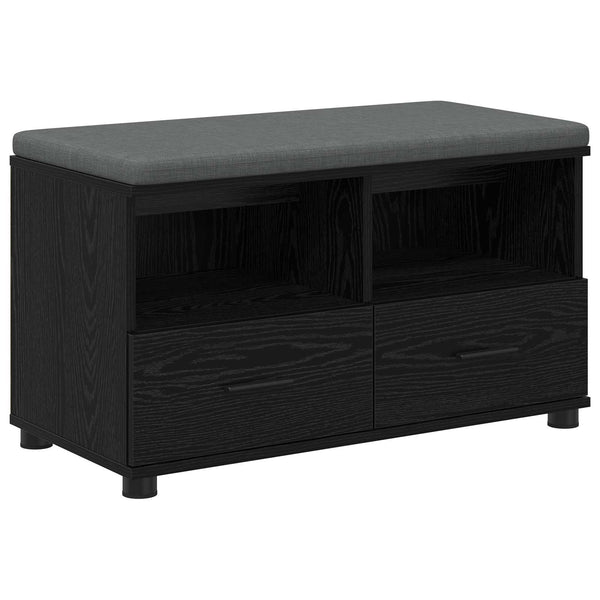 vidaXL Hallway Bench with Cushions and Shelf Black Oak 80 x 38 x 46 cm